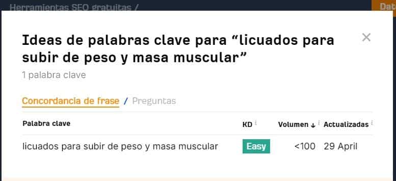 Herramienta de palabras clave 
